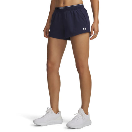 UA Vanish Woven short 8 cm pour femme Midnight Navy / Blanc