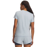 UA Vanish women's short sleeve t-shirt Blue Fog / Downpour Gray - back