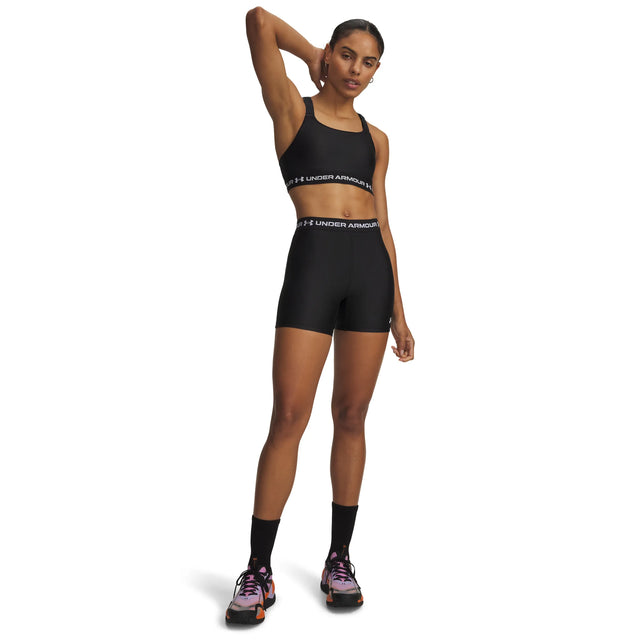 Under Armour HeatGear Middy short Noir / Blanc pour femme – à plat