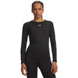 Under Armour ColdGear crew in Ultimate Black / White for women – front view