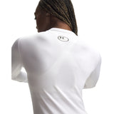 Under Armour ColdGear crew in White / Halo Gray for women – logo detail