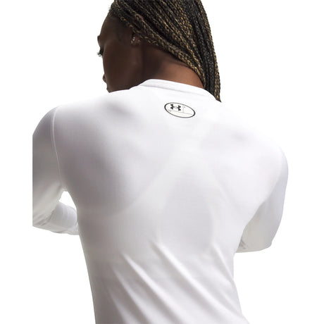 Under Armour ColdGear crew in White / Halo Gray for women – logo detail