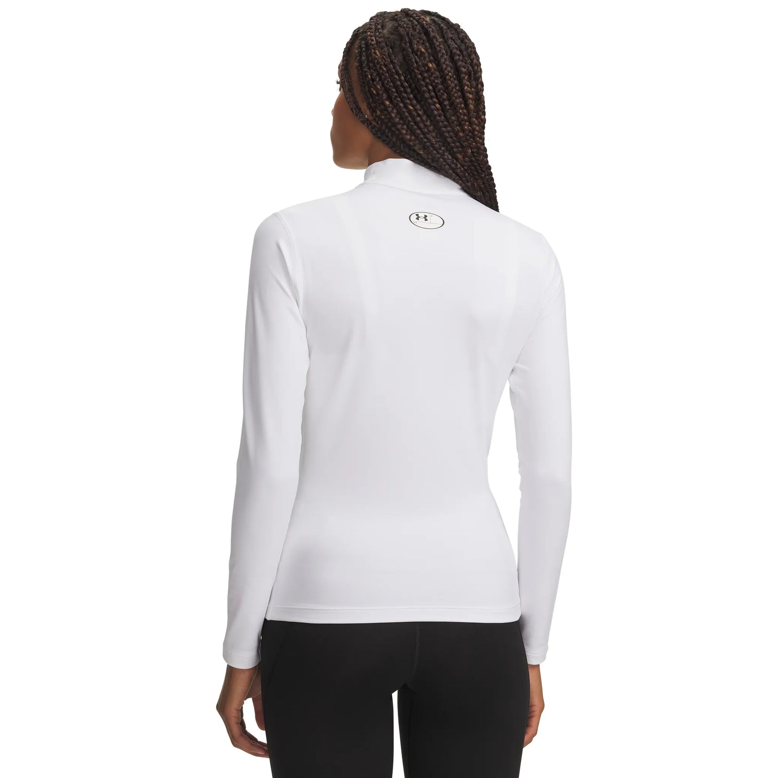 Under Armour ColdGear haut à col montant Blanc / Gris pour femme – vue arrière