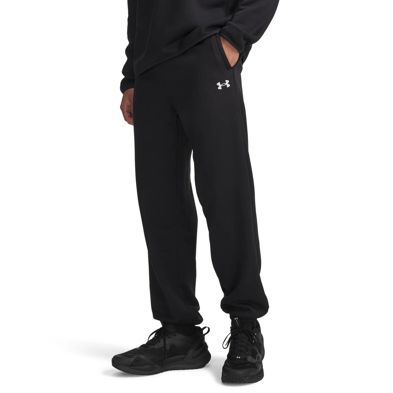 UA Armour Fleece pantalon de jogging pour homme Noir / Blanc