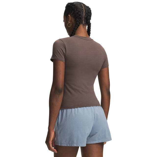UA Motion t-shirt ajusté à manches courtes pour femme Peppercorn / Blanc - dos