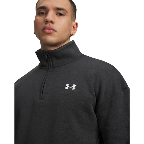 UA Armour Fleece Twist chandail quart-de-zip pour homme Noir / Blanc - détail