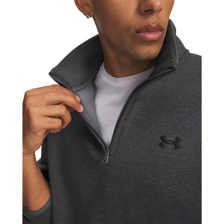 UA Armour Fleece Twist chandail quart-de-zip pour homme Castlerock / Noir - détail du tissu
