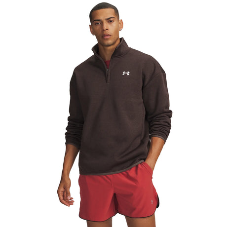 UA Armour Fleece Twist chandail quart-de-zip pour homme Peppercorn / Blanc