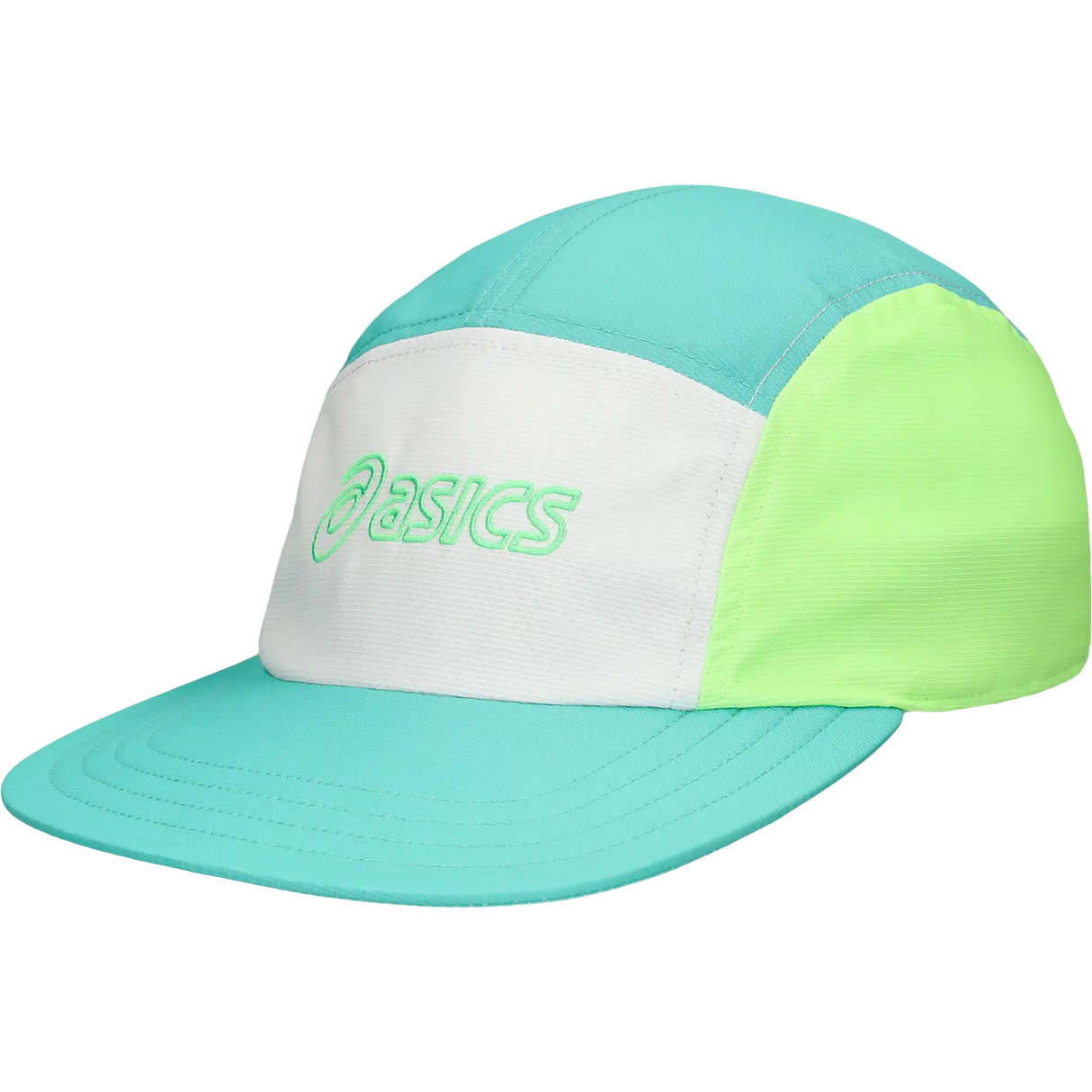 ASICS casquette de course de performance à 5 panneaux -Crème / Vert Aurora