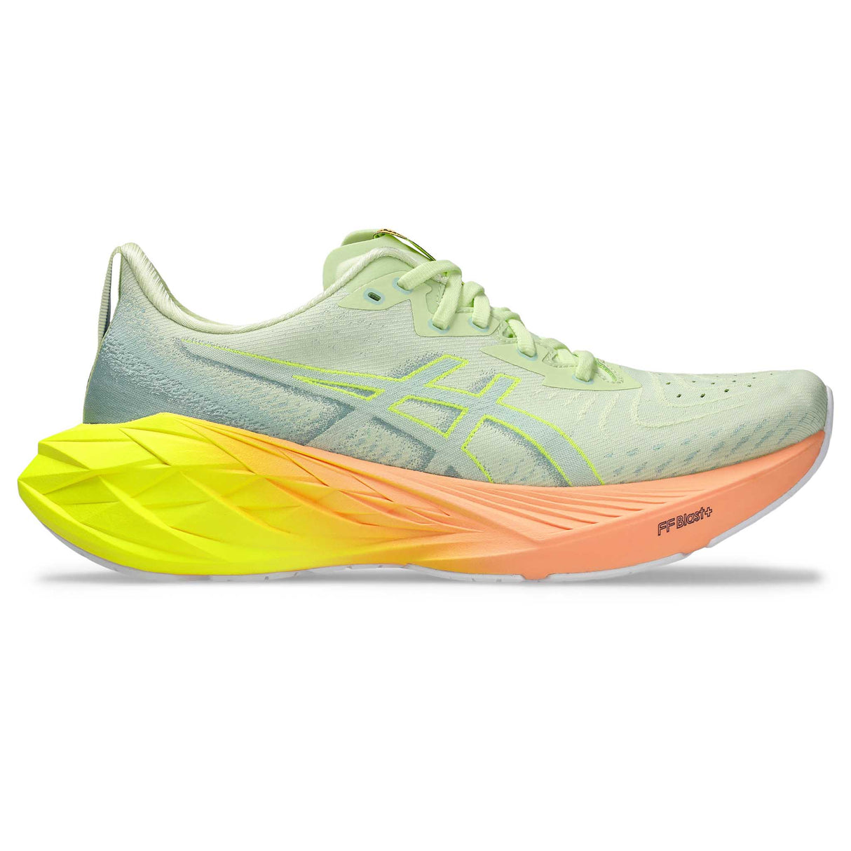 ASICS Novablast 4 Paris souliers de course homme -Cool Matcha / Safety Yellow