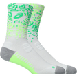 ASICS Performance Run Sock Crew chaussettes de course mi-mollet -Brillant Blanc / Illum. Vert / Vert vital