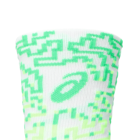 ASICS Performance Run Sock Crew chaussettes de course mi-mollet -Brillant Blanc / Illum. Vert / Vert vital
