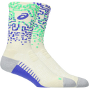 ASICS Performance Run Sock Crew chaussettes de course mi-mollet - Ivoire / Explosion de Cobalt / Vert Vital