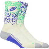 ASICS Performance Run Sock Crew chaussettes de course mi-mollet - Ivoire / Explosion de Cobalt / Vert Vital
