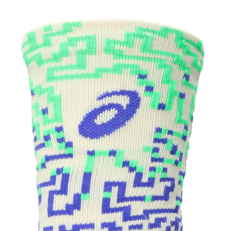 ASICS Performance Run Sock Crew chaussettes de course mi-mollet - Ivoire / Explosion de Cobalt / Vert Vital
