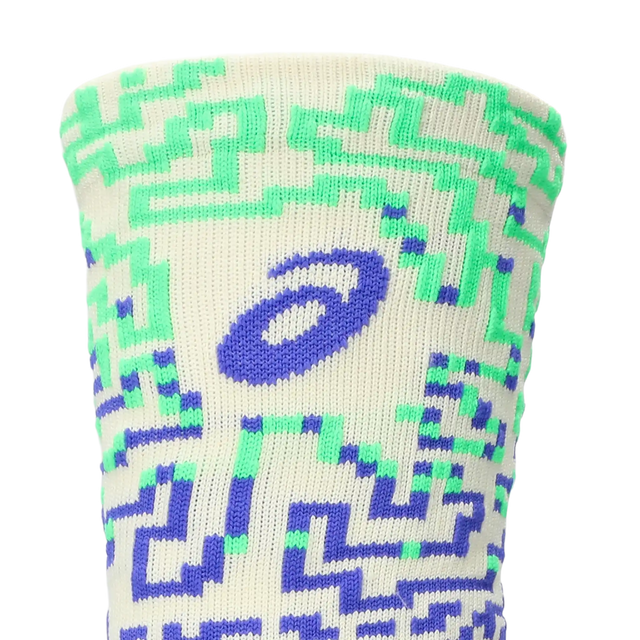 ASICS Performance Run Sock Crew chaussettes de course mi-mollet - Ivoire / Explosion de Cobalt / Vert Vital