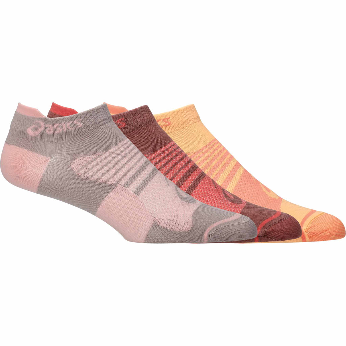 Asics Quick Lyte Plus Women's Running Socks - 3-Pack - Fawn / Rubble Red / Orange Glow