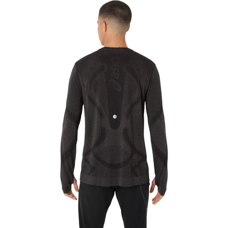 ASICS Road Seamless long-sleeve running top for men, Performance Black — back view