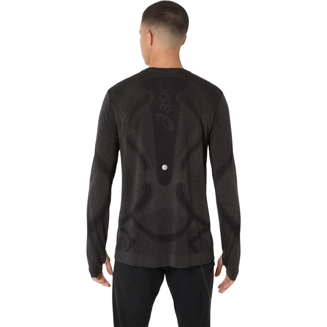 Haut de course à manches longues ASICS Road Seamless pour homme, coloris Performance Black — vue de dos