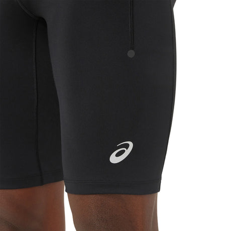 ASICS Road Sprinter running shorts for men, Performance Black — close-up of the stretch-knit fabric