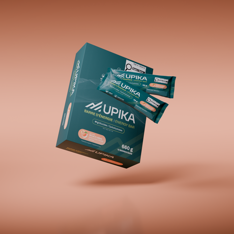 Boîte de 12 barres énergétiques Upika Pêche et crème | Upika Peach & Cream energy bars box of 12