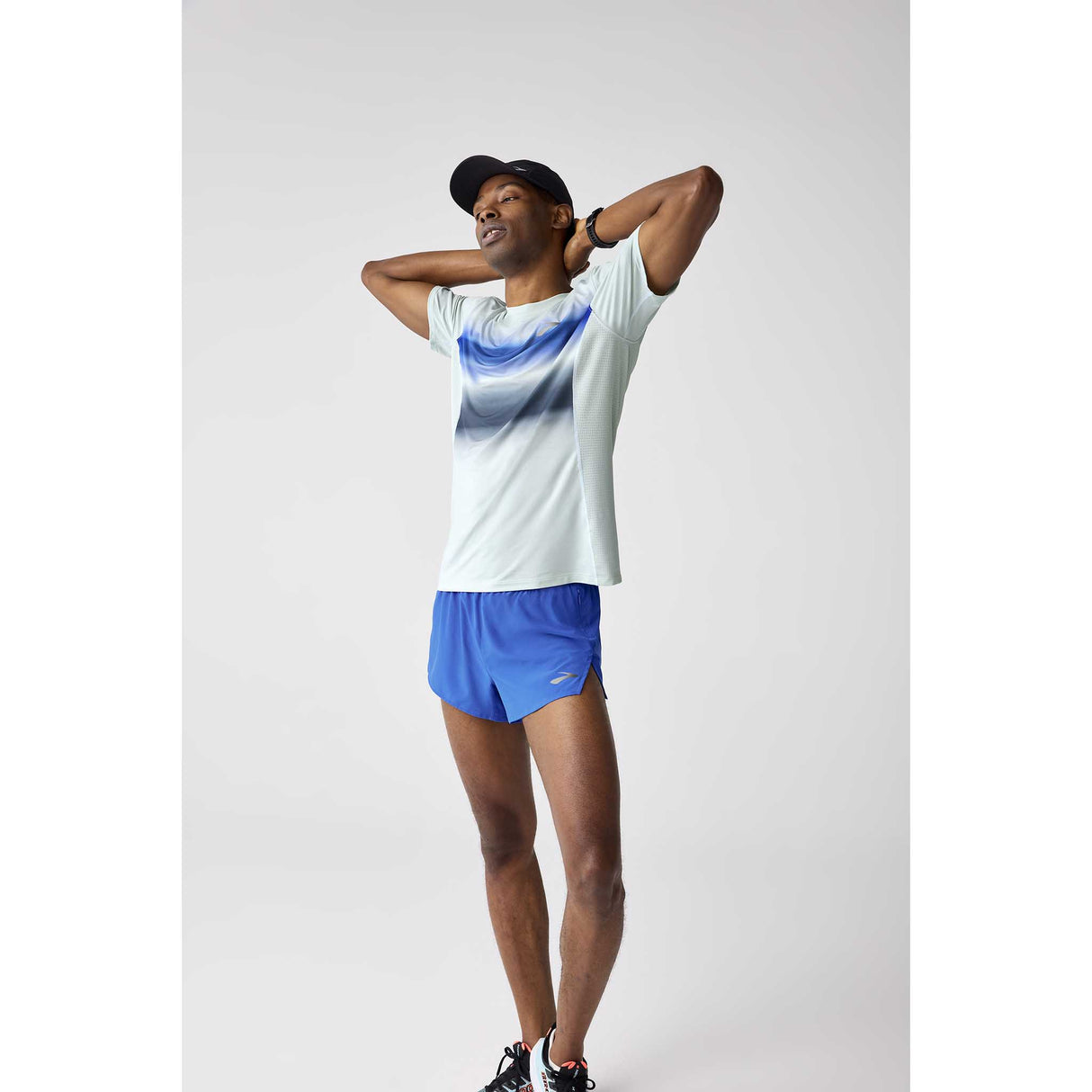 Brooks Atmosphere Short Sleeve 3.0 T-shirt homme live face - Smoke / Shadow Stripe