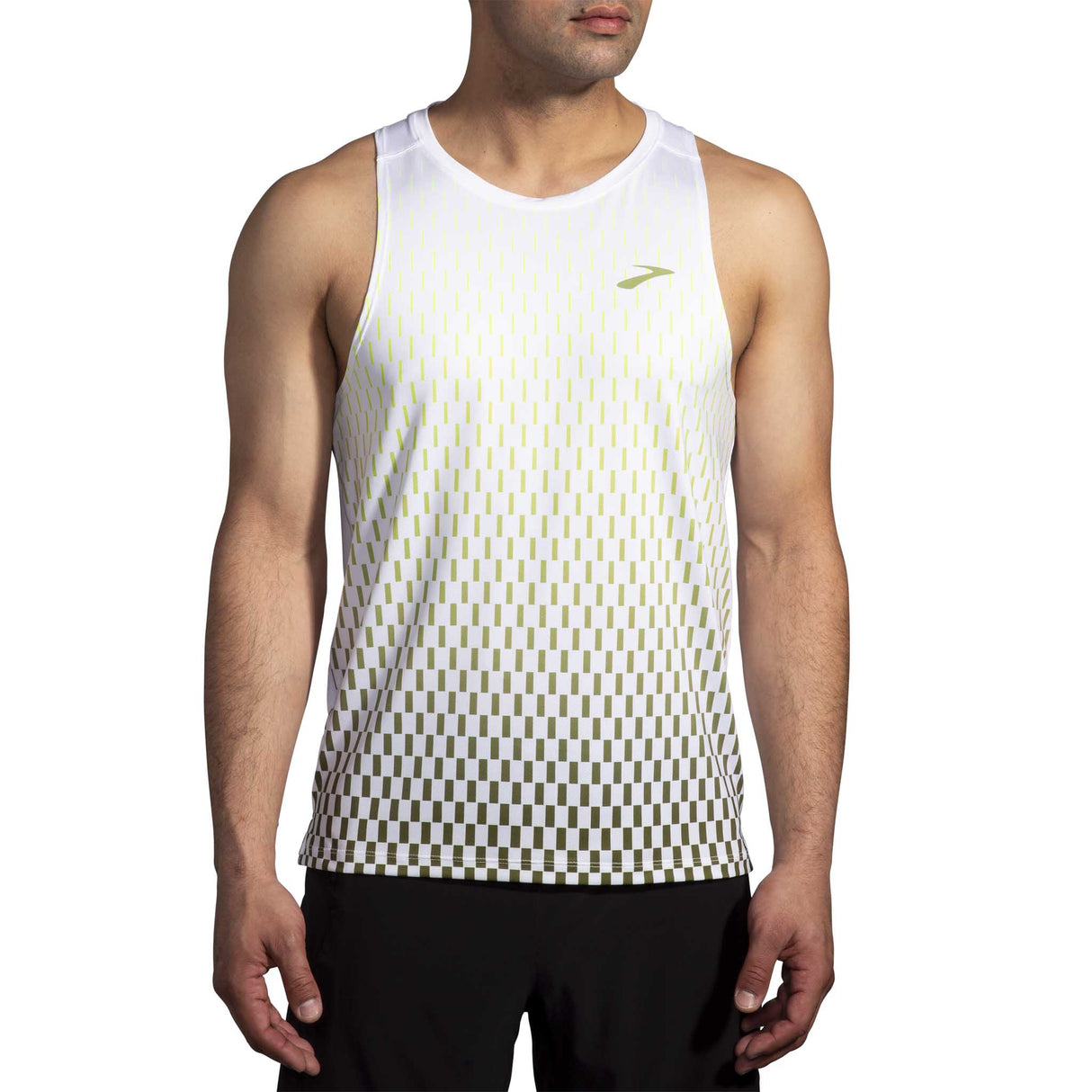 Camisole de course a pied Brooks Atmosphere Singlet 2.0 pour homme - white interval gradient face