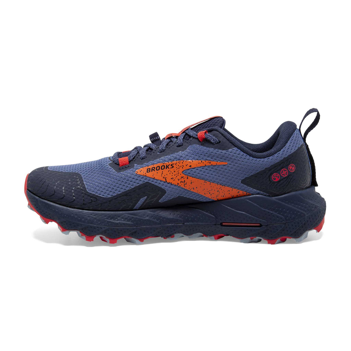 Brooks Cascadia 17 GTX souliers trail running femme lateral- Navy/Bittersweet/Peacoat