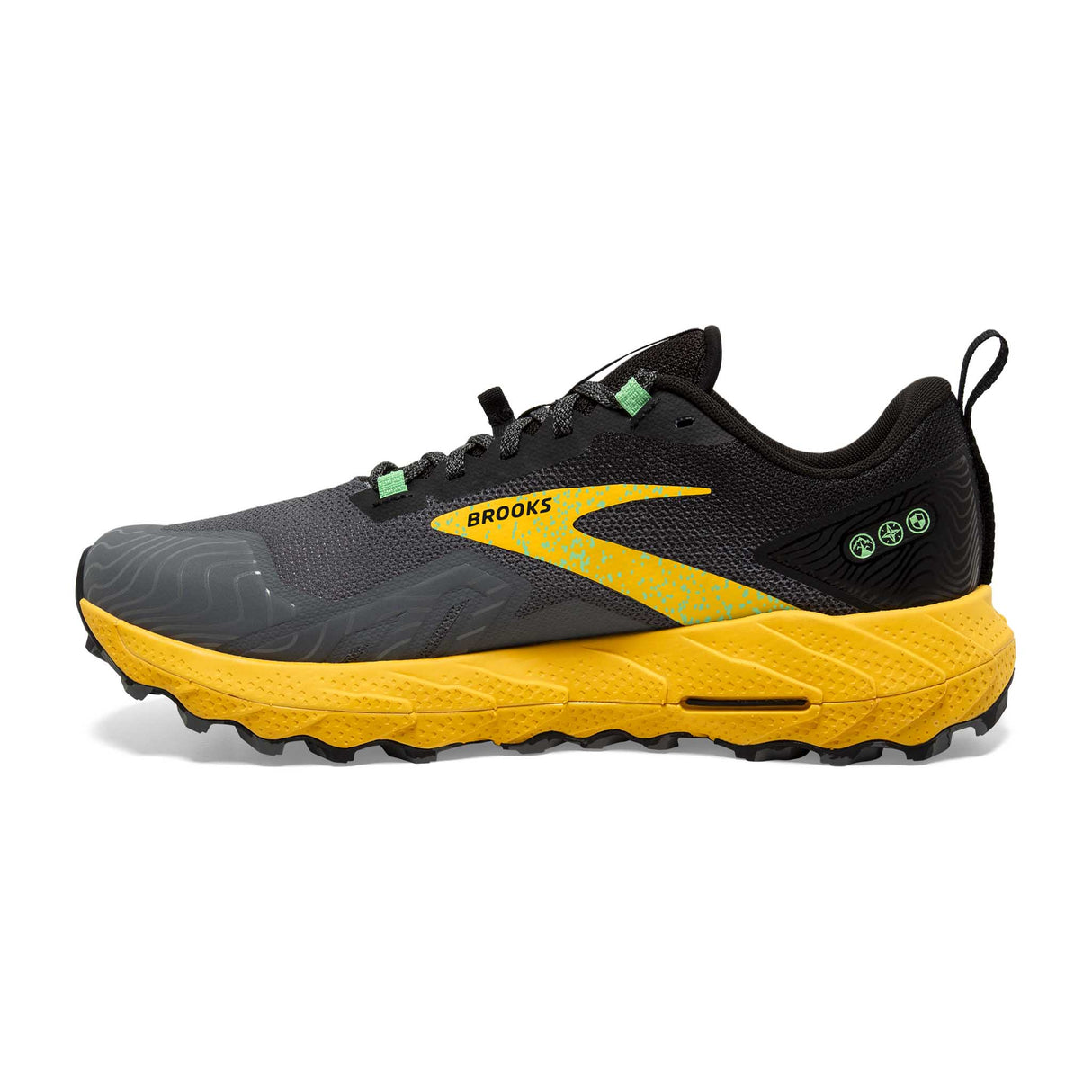 Brooks Cascadia 17 chaussures de course à pied trail homme lateral - Lemon Chrome / Sedona Sage