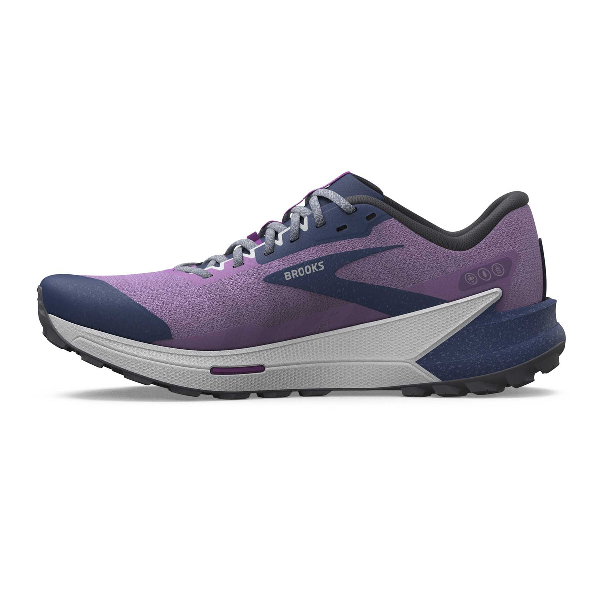 Brooks Catamount 2 chaussures de course à pied trail femme lateral- Violet / Navy / Oyster