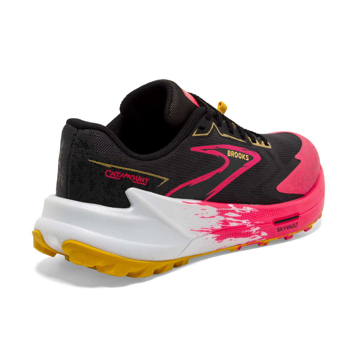 Brooks Catamount 3 souliers de course femme talon - Black / Diva Pink / Lemon Chrome