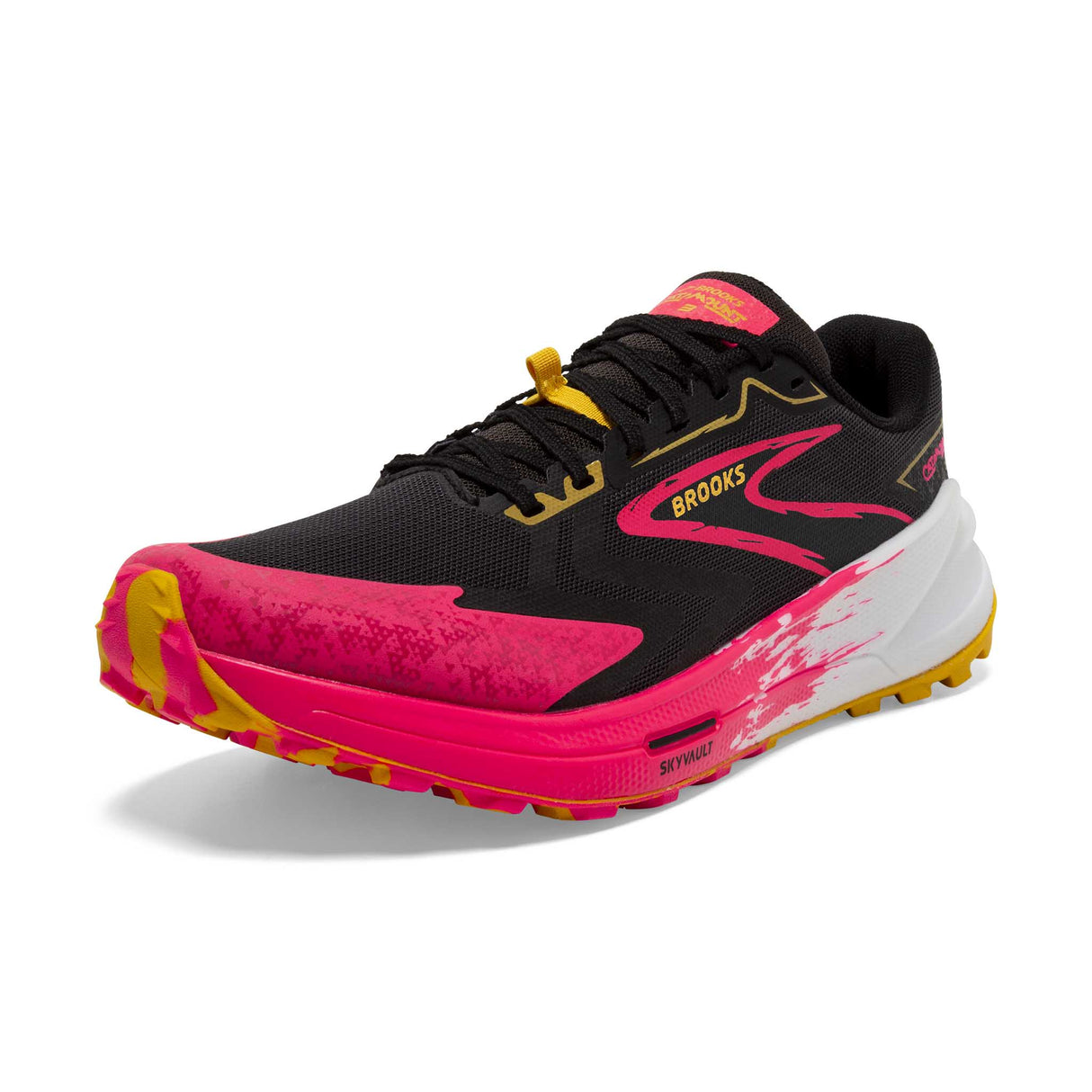 Brooks Catamount 3 souliers de course femme pointe - Black / Diva Pink / Lemon Chrome