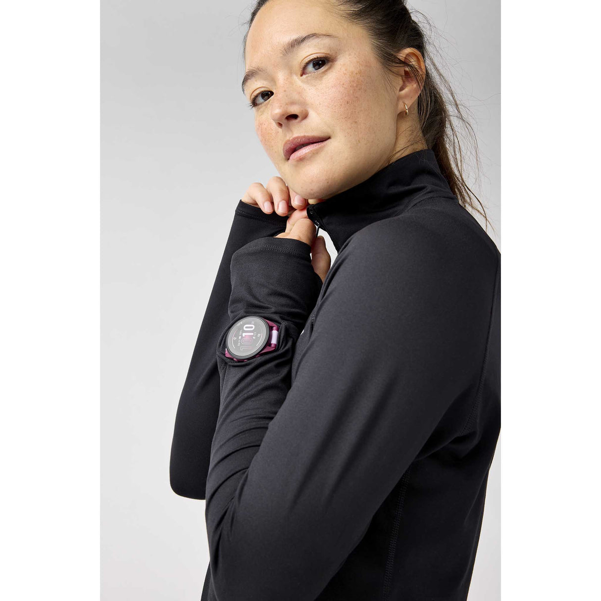 Brooks Dash 1/2 Zip 3.0 chandail de course à pied femme détails - Noir