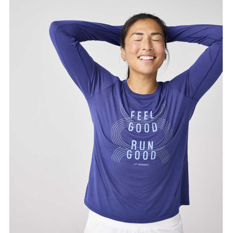 Brooks Distance 3.0 chandail de course à manches longues femme - Midnight / Run Good