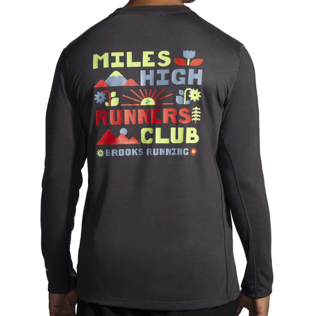 Brooks Distance 3.0 t-shirt de course à manches longues homme dos -Phantom Grey / Runner High