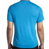 Brooks Distance t-shirt de course à pied à manches courtes 3.0 homme dos live -Htr Cerulean/RH Stripe