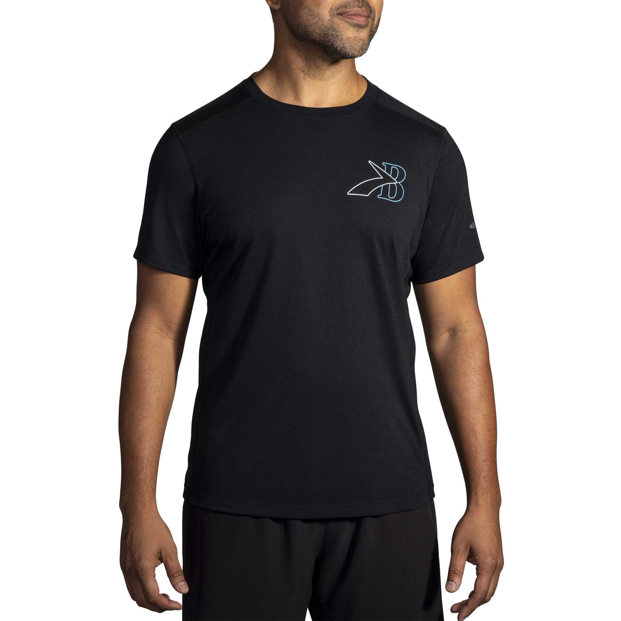Brooks Distance t-shirt de course à pied à manches courtes 3.0 homme face -Black / Brooks Outline