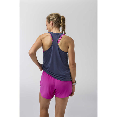 Brooks Distance 3.0 tank top course femme dos - Heather Nightshadow / Run Good