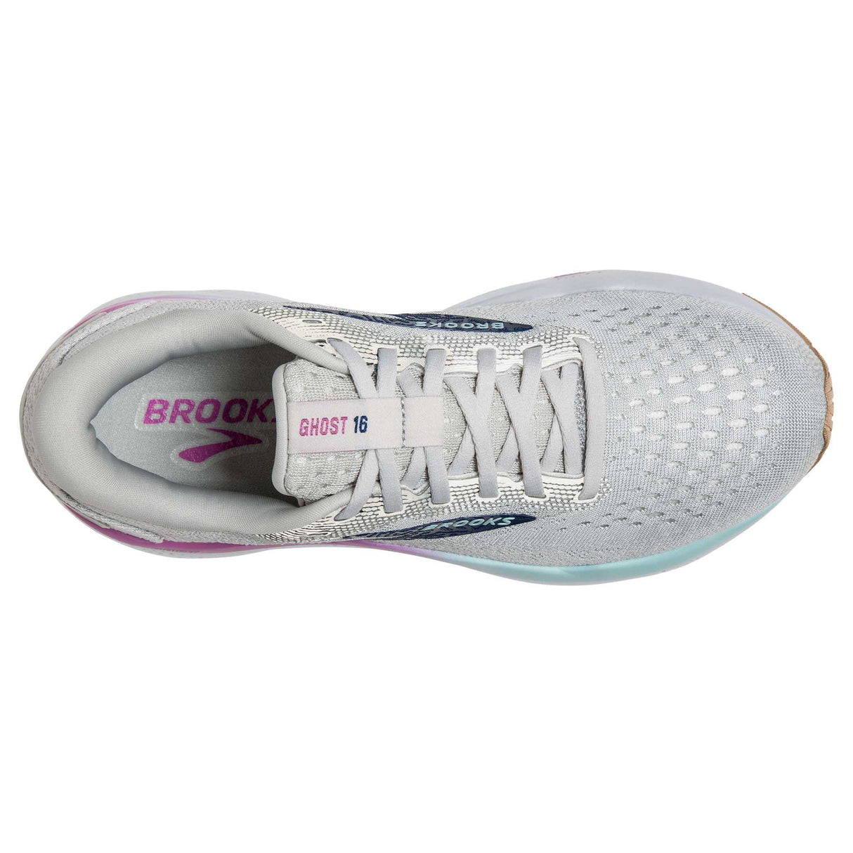 Brooks Ghost 16 souliers de course femme empeigne - White / Grey / Estate Blue