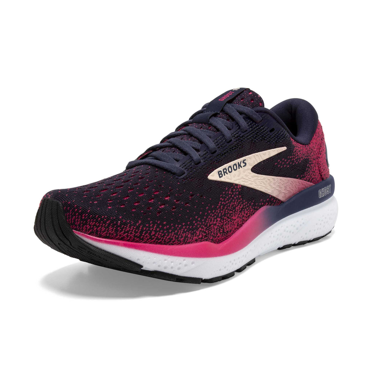 Brooks Ghost 16 souliers de course femme pointe gauche- Peacoat / Raspberry / Apricot