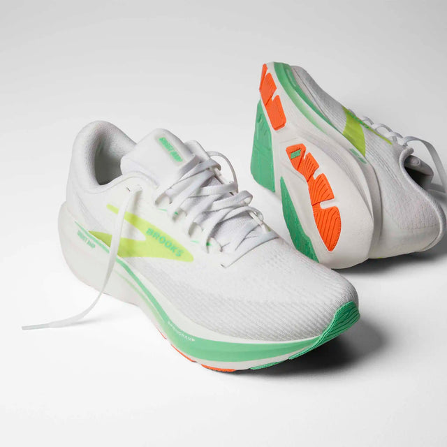 Brooks Ghost Amp chaussures de course homme - White / Paradise Green / Nightlife