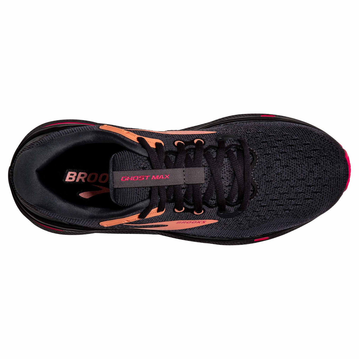 Brooks Ghost Max chaussures de course à pied pour femme - Black/Papaya/Raspberry