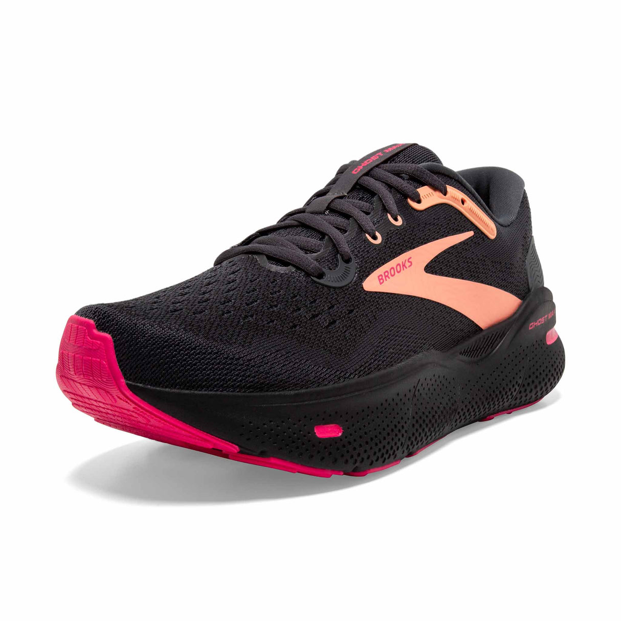 Brooks Ghost Max chaussures de course à pied pour femme - Black/Papaya/Raspberry