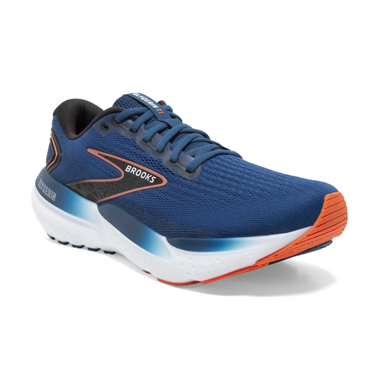 Brooks Glycerin 21 souliers de course homme pointe -Blue Opal / Black / Nasturtium