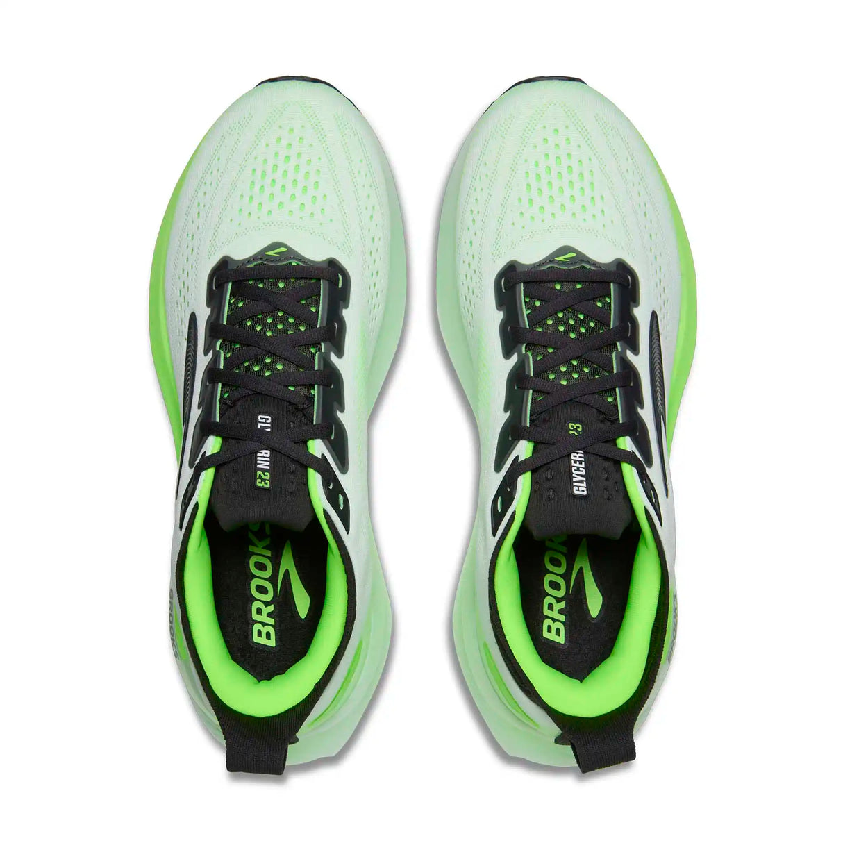 Brooks Glycerin 23 chaussures de course homme - White / Phantom / Green Gecko