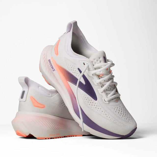 Brooks Glycerin 23 chaussures de course femme - White / Mulled Grape / Clear