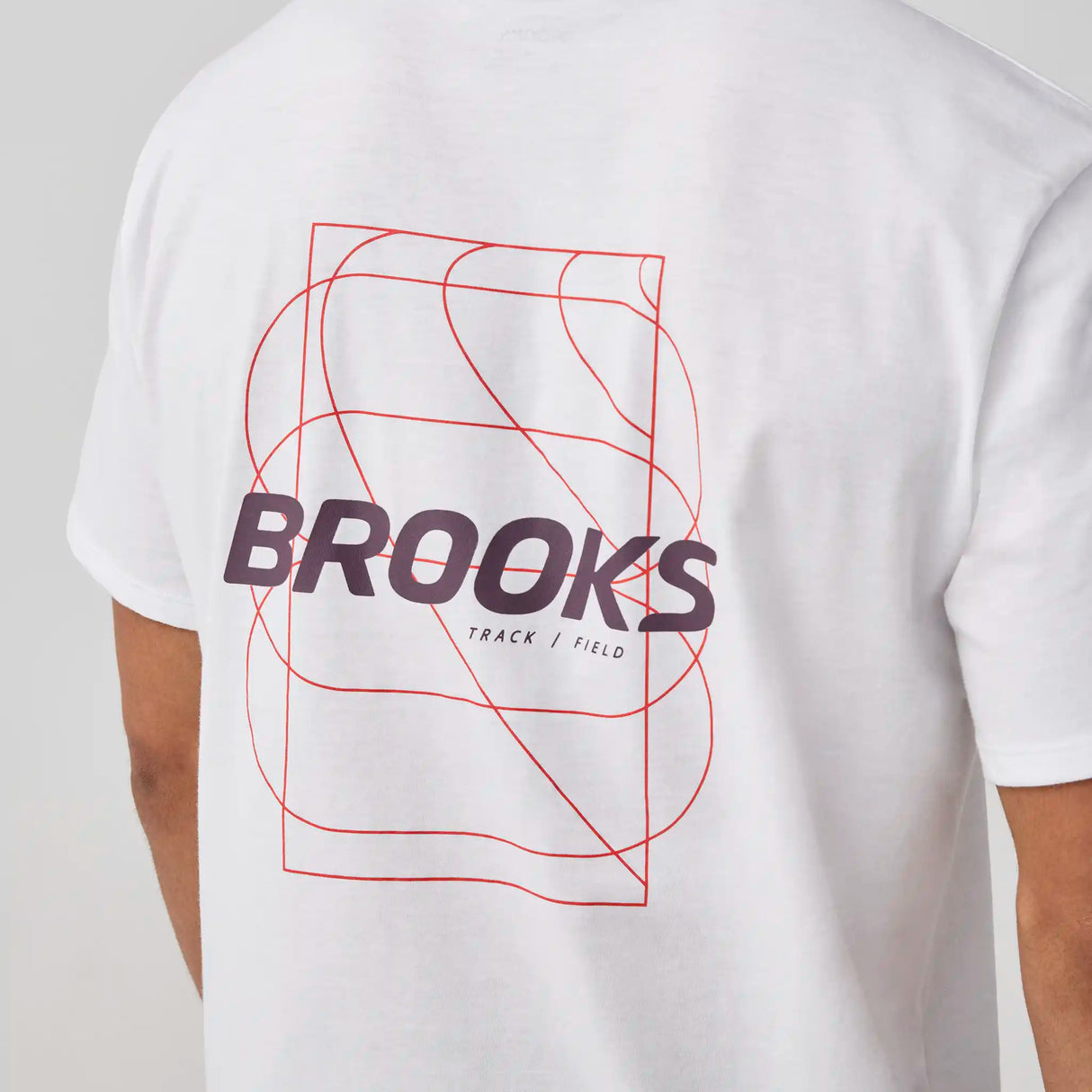 Brooks Graphic t-shirt homme - Blanc / Burgundy Blaze / Cosmic