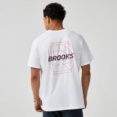 Brooks Graphic t-shirt homme - Blanc / Burgundy Blaze / Cosmic