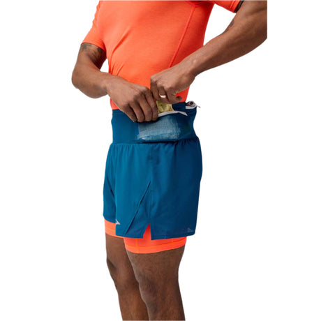 Brooks High Point 2.0 5-Inch Shorts for Men - Deep Sea / Flame