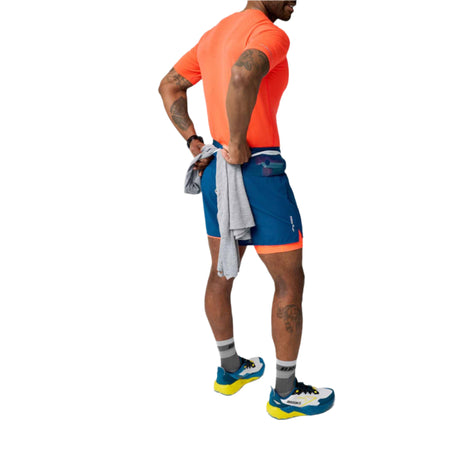 Brooks High Point 2.0 5-Inch Shorts for Men - Deep Sea / Flame